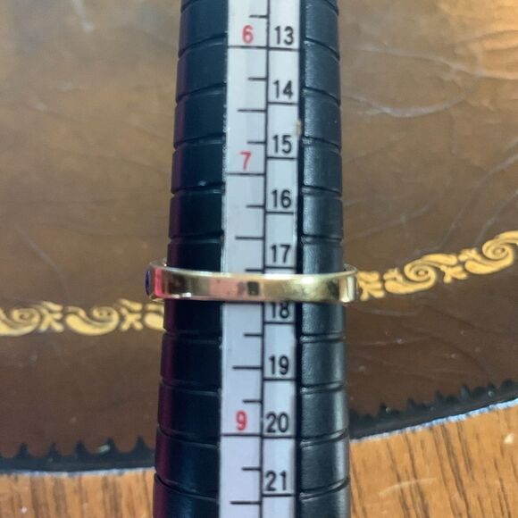 Vintage Blue Enamel Ring with Silver deco accent size 8 - Picture 2 of 4